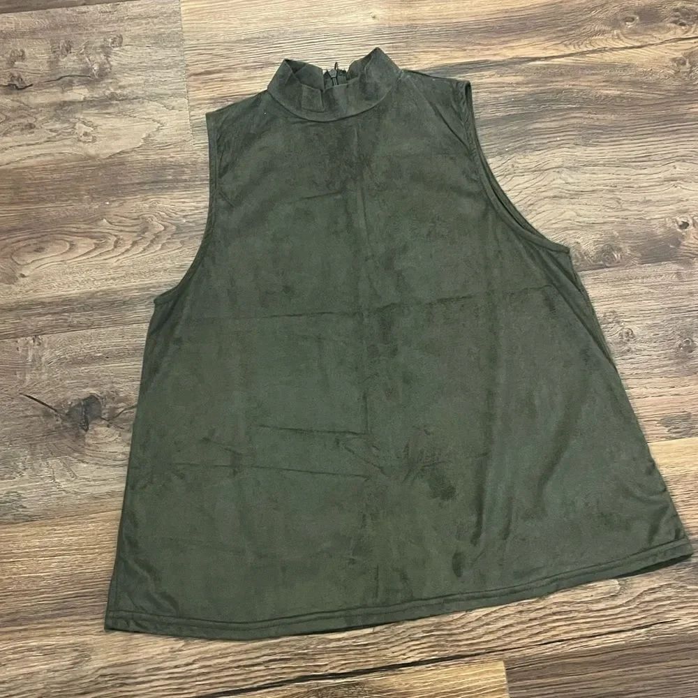 Sun & Shadow Green Suede High Neck Tank Top